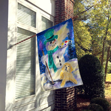 Load image into Gallery viewer, Snowman with Golden Retriever Flag Canvas House Size