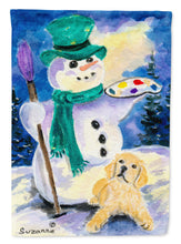 Load image into Gallery viewer, Snowman with Golden Retriever Flag Canvas House Size