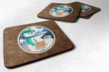 Load image into Gallery viewer, Snowman with Australian Shepherd Coasters - Set of 4 Lightweight Foam, Absorbent Drink Coasters