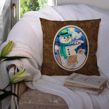 Load image into Gallery viewer, Snowman with Australian Shepherd Throw Pillow - 14x14 Decorative Pillow – Art for Your Home &amp; Patio