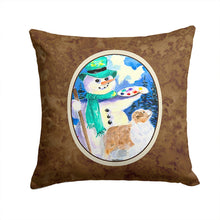 Load image into Gallery viewer, Snowman with Australian Shepherd Throw Pillow - 14x14 Decorative Pillow – Art for Your Home &amp; Patio