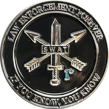 Load image into Gallery viewer, BL16-002 Police Swat 1* Thin Blue Line Challenge Coin Law Enforcement Forever IYKYK