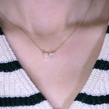 Load image into Gallery viewer, S Shaped Diamond Opal Fossil Shell Necklace 18K Yellow Gold