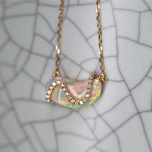 Load image into Gallery viewer, S Shaped Diamond Opal Fossil Shell Necklace 18K Yellow Gold