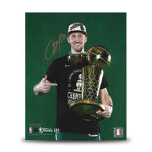 Load image into Gallery viewer, Sam Hauser 2024 NBA Trophy Autographed Boston Celtics 8" x 10" Championship Photo