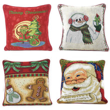 Load image into Gallery viewer, DaDa Bedding Set of 4 Pieces - Magical Santa Snowman Gingerbread Christmas Holiday Tapestry Throw Pillow Covers Bundle Pack - 16" x 16"