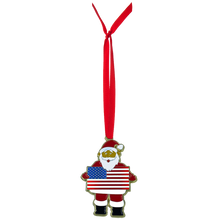 Load image into Gallery viewer, AA-005 American Flag Patriotic Christmas Ornament Santa Challenge Coin Ornament