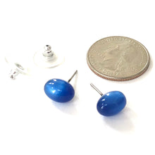Load image into Gallery viewer, Sapphire Blue Moonglow Oval Bulb Stud Earrings