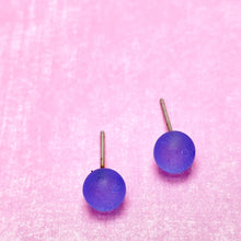 Load image into Gallery viewer, Sapphire Blue Frosted Lucite Mini Ball Stud Earrings