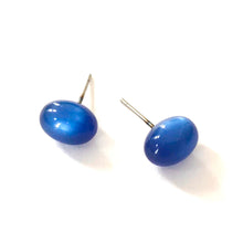 Load image into Gallery viewer, Sapphire Blue Moonglow Oval Bulb Stud Earrings