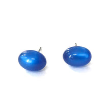 Load image into Gallery viewer, Sapphire Blue Moonglow Oval Bulb Stud Earrings