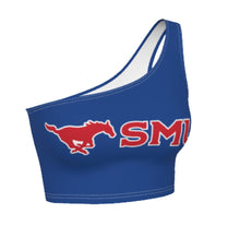 Load image into Gallery viewer, SMU Mustangs Blue One Shoulder Top