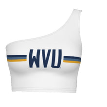 Load image into Gallery viewer, West Virginia Mountaineers White One Shoulder Top