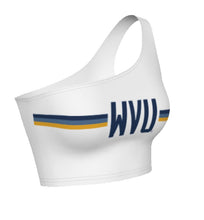 Load image into Gallery viewer, West Virginia Mountaineers White One Shoulder Top