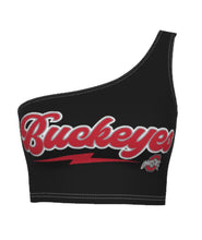 Load image into Gallery viewer, Ohio State OSU Buckeyes Lightning Black Shoulder Top