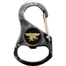 Load image into Gallery viewer, Navy Seal Team 6 Naval Special Warfare Trident Carabiner Keychain 4 carabiner clips bottle opener function