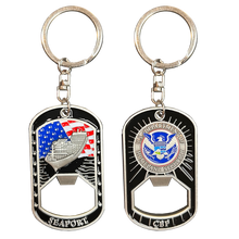 Load image into Gallery viewer, GL9-008 CBP Officer OFO Seaport A-TCET Trade Cruise Ship Passenger Challenge Coin Keychain Bottle Opener