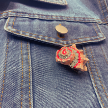 Load image into Gallery viewer, Seashell Embellished Gemstone Brooch Enamel Pin