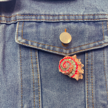 Load image into Gallery viewer, Seashell Embellished Gemstone Brooch Enamel Pin
