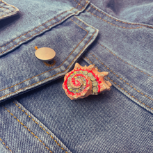 Load image into Gallery viewer, Seashell Embellished Gemstone Brooch Enamel Pin