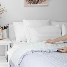 Load image into Gallery viewer, Handmade Blue White Kids Cotton Quilt with Ruffles – Toddler Bedding