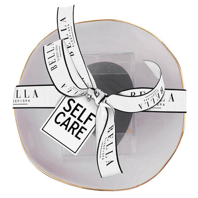 Self Care Ceramic Tray in Gray with Makeup Sponge | Cosmetic Giftable Beauty Tools Set