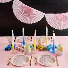Load image into Gallery viewer, Set of 2 Pastel Taper Candle in Pink Mint Purple | Aesthetic Spiral Ombre Unscented Dinner Candlesticks | Gift for Her