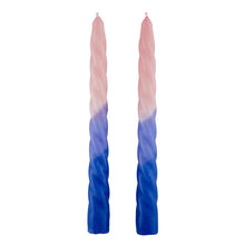 Load image into Gallery viewer, Set of 2 Taper Candle in Pink - Light Blue - Blue | Aesthetic Spiral Unscented Table Candlesticks | Gift for Her