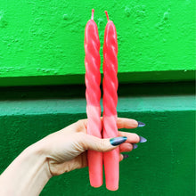 Load image into Gallery viewer, Set of 2 Tapered Candle in Red Pink  | Aesthetic Unscented Table Decor Candlesticks | Gift for Her
