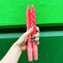 Load image into Gallery viewer, Set of 2 Tapered Candle in Red Pink  | Aesthetic Unscented Table Decor Candlesticks | Gift for Her