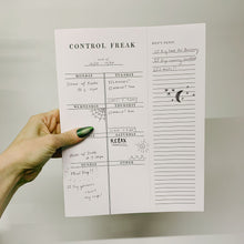 Load image into Gallery viewer, Set of 4 Copy of Control Freak Weekly List Notepad | 8.5" x 11" Desk Planner