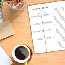 Load image into Gallery viewer, Set of 4 Copy of Control Freak Weekly List Notepad | 8.5" x 11" Desk Planner