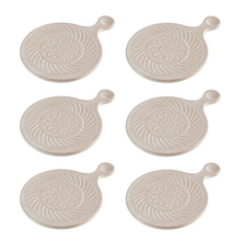Load image into Gallery viewer, Set of 6 Mini Serving Trivets | Rustic Hot Dishes Ceramic Stand | 5" Diameter