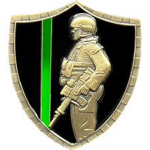 Load image into Gallery viewer, GL5-003 Border Patrol Agent Saint Michael Gladiator Shield Thin Green Line Flag Challenge Coin Army Military Veteran