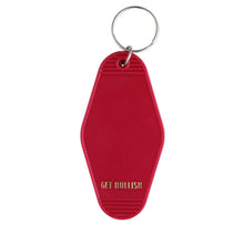 Load image into Gallery viewer, Shiraz Applause and Perimenopause Motel Keychain in Hot Flash Red | Generation X Elder Millennial Humor