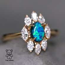 Load image into Gallery viewer, La Eternidad - N1 Black Opal Marquise Diamond Engagement Ring 18K Yellow Gold