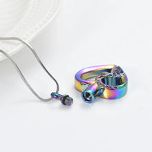 Load image into Gallery viewer, Unicorn Heart Cremation Urn Necklace with Rhinestones