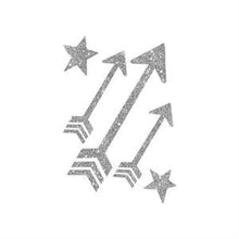 Load image into Gallery viewer, Silver Glitter Arrows Temporary Tattoo