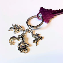 Load image into Gallery viewer, Silver Unicorn Fantasy Charms Lightweight Keychain in Silver