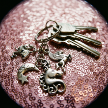 Load image into Gallery viewer, Silver Unicorn Fantasy Charms Lightweight Keychain in Silver