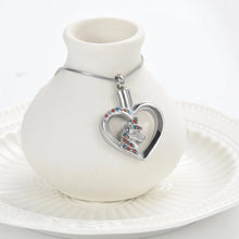 Load image into Gallery viewer, Unicorn Heart Cremation Urn Necklace with Rhinestones