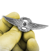 Load image into Gallery viewer, BL4-018 Full size Silver UAS FAA Commercial Drone Pilot Wings pin