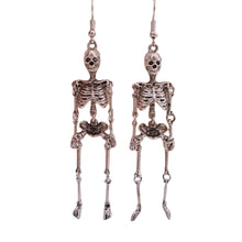 Load image into Gallery viewer, Skeleton Dangle Earrings in Silver | Anatomical Spooky Skeleton Long Halloween Earrings