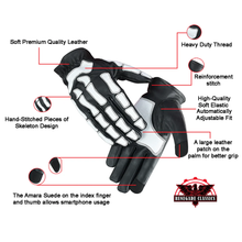 Load image into Gallery viewer, SkullTrail Men's leather  gloves Black &amp; White