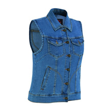 Load image into Gallery viewer, Women's Blue Denim Snap Front Vest