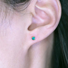 Load image into Gallery viewer, Small Round Australian Doublet Opal Stud Earrings 14k Yellow Gold