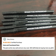 Load image into Gallery viewer, Smash the Patriarchy 6 Pens Black Sparkle Pen Pack