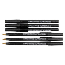 Load image into Gallery viewer, Smash the Patriarchy 6 Pens Black Sparkle Pen Pack