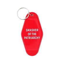Load image into Gallery viewer, Smasher of the Patriarchy Feminist Motel Keychain in Red