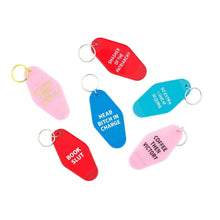 Load image into Gallery viewer, Smasher of the Patriarchy Feminist Motel Keychain in Red
